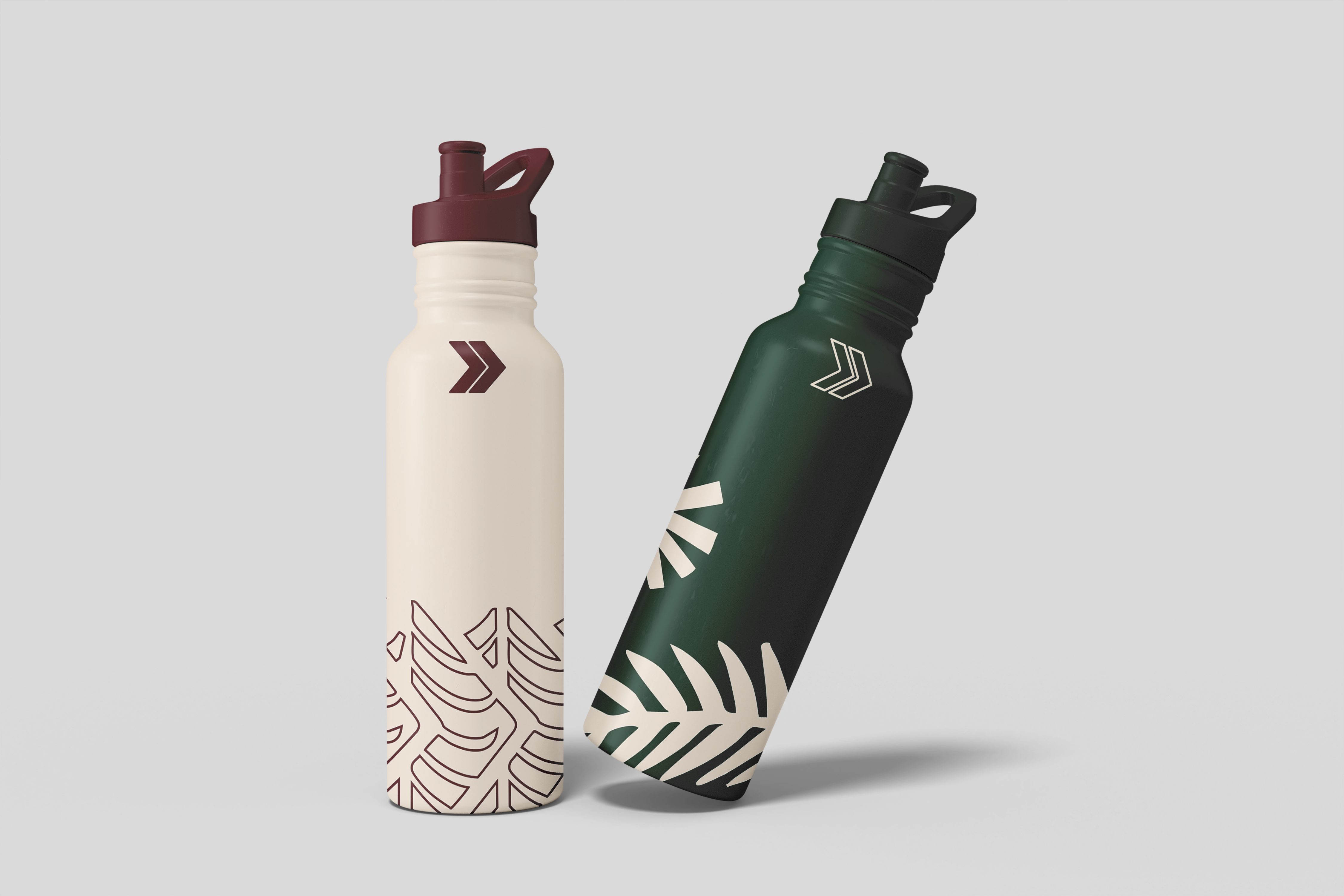 Water bottle mockup with Fern & Sons branding